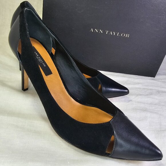 Ann Taylor Shoes - Ann Taylor Katlin 3.5” Stiletto Heel Cutout Scarpin Slip On Suede Pumps 8M
